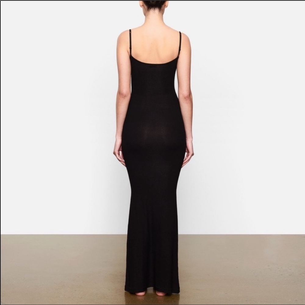 NEW SKIMS Ribbed Long Slipdress Black Large - Picture 2 of 5